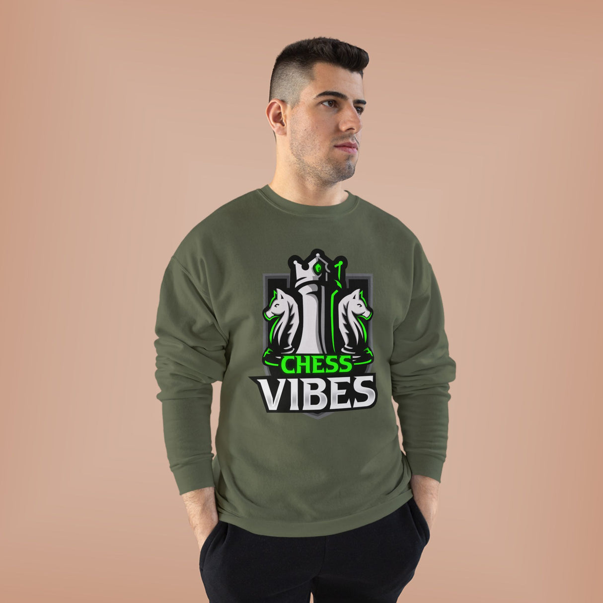 Green Chess Vibes Logo Crewneck Sweatshirt