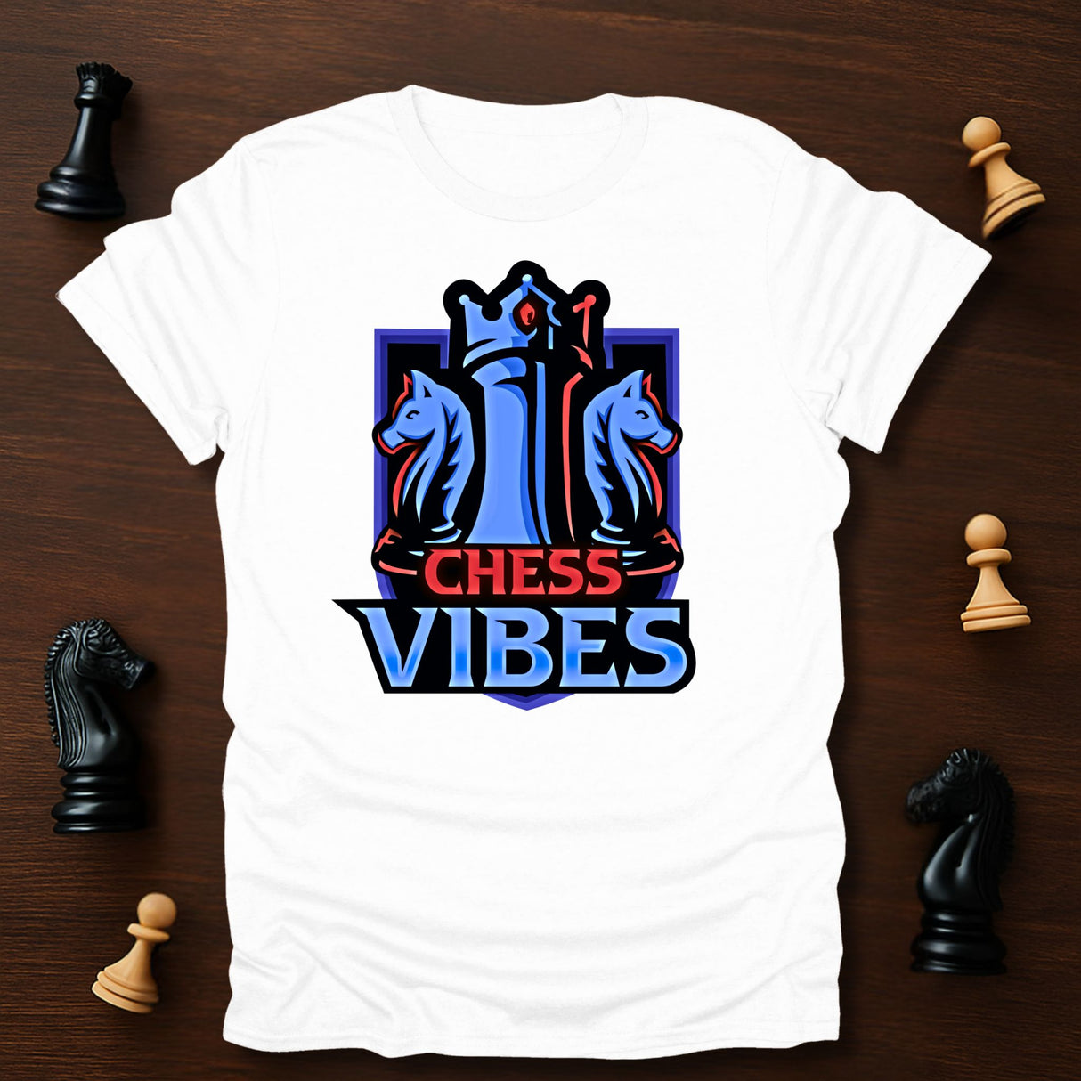 Red-Blue Chess Vibes Logo T-Shirt