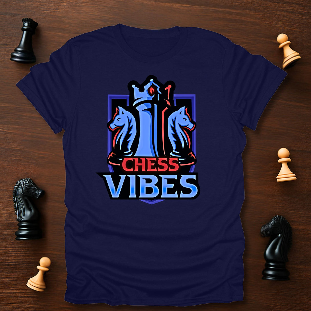 Red-Blue Chess Vibes Logo T-Shirt