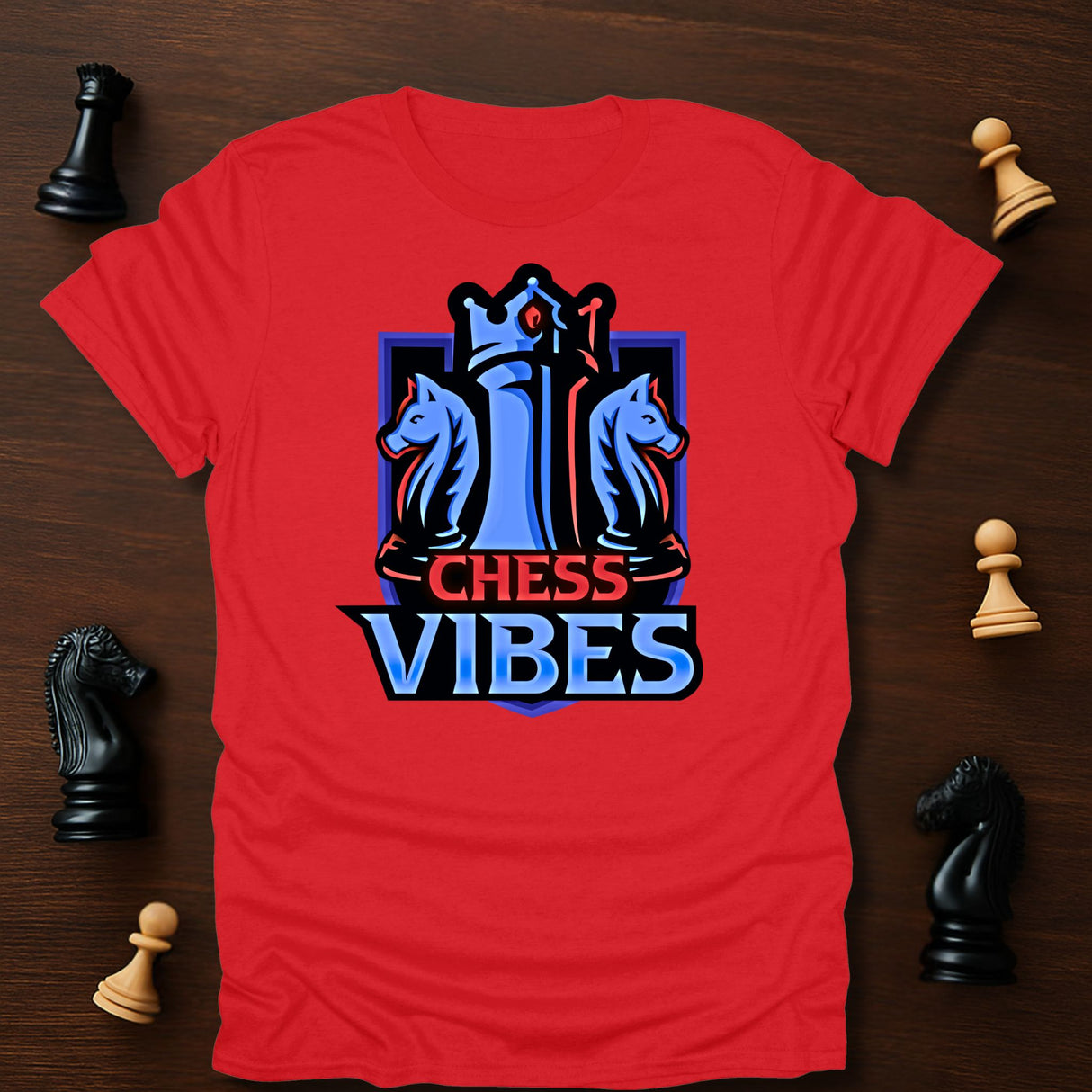 Red-Blue Chess Vibes Logo T-Shirt