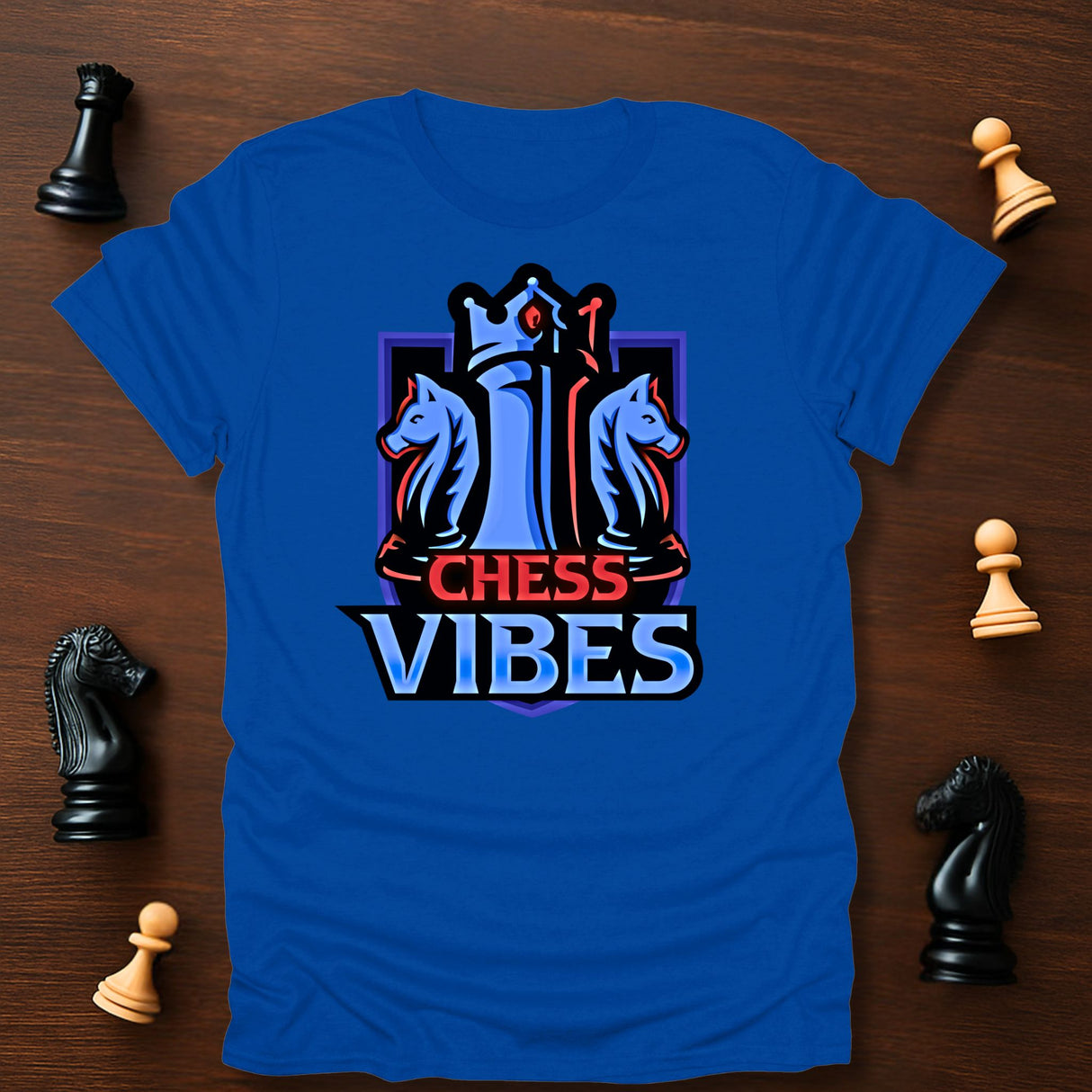Red-Blue Chess Vibes Logo T-Shirt