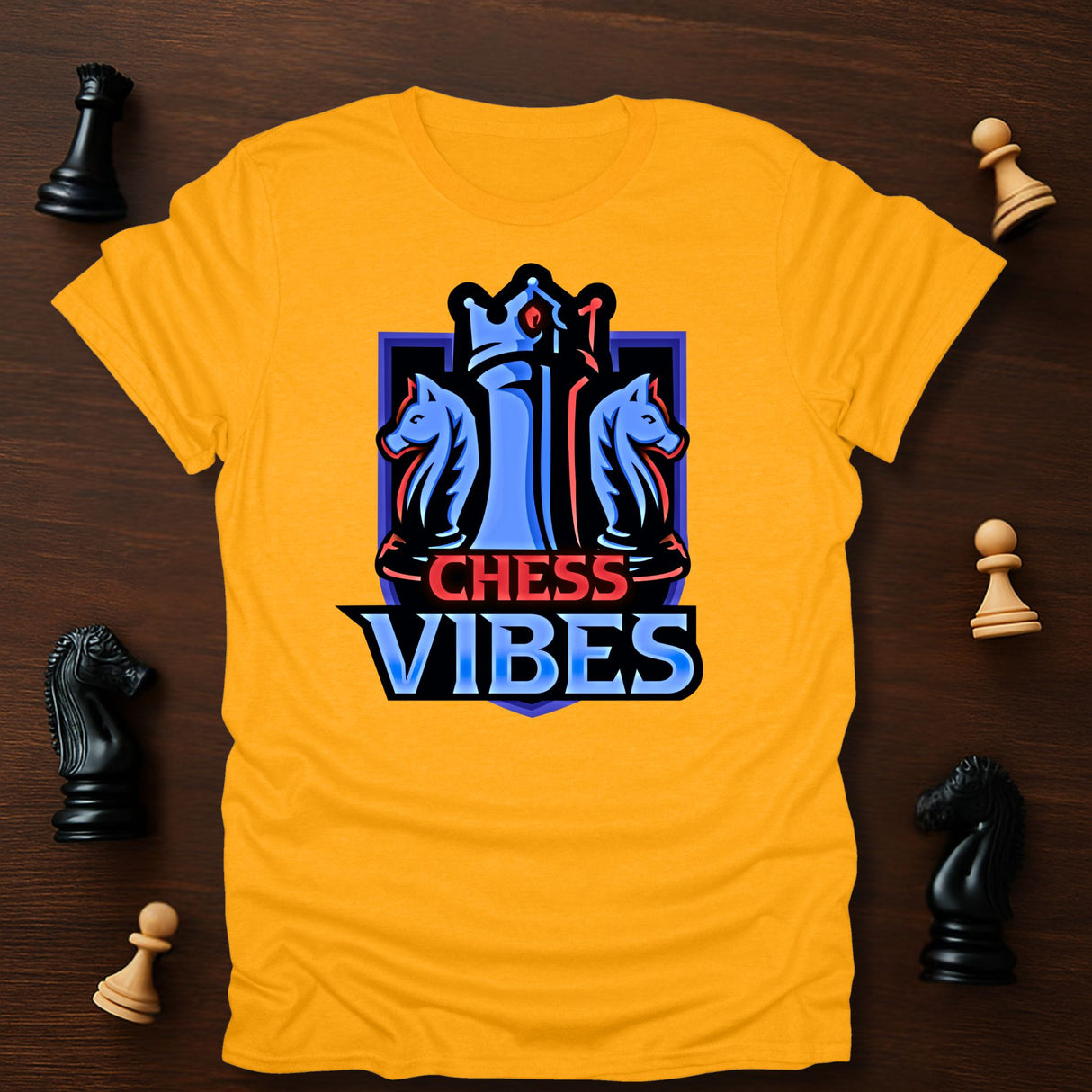 Red-Blue Chess Vibes Logo T-Shirt