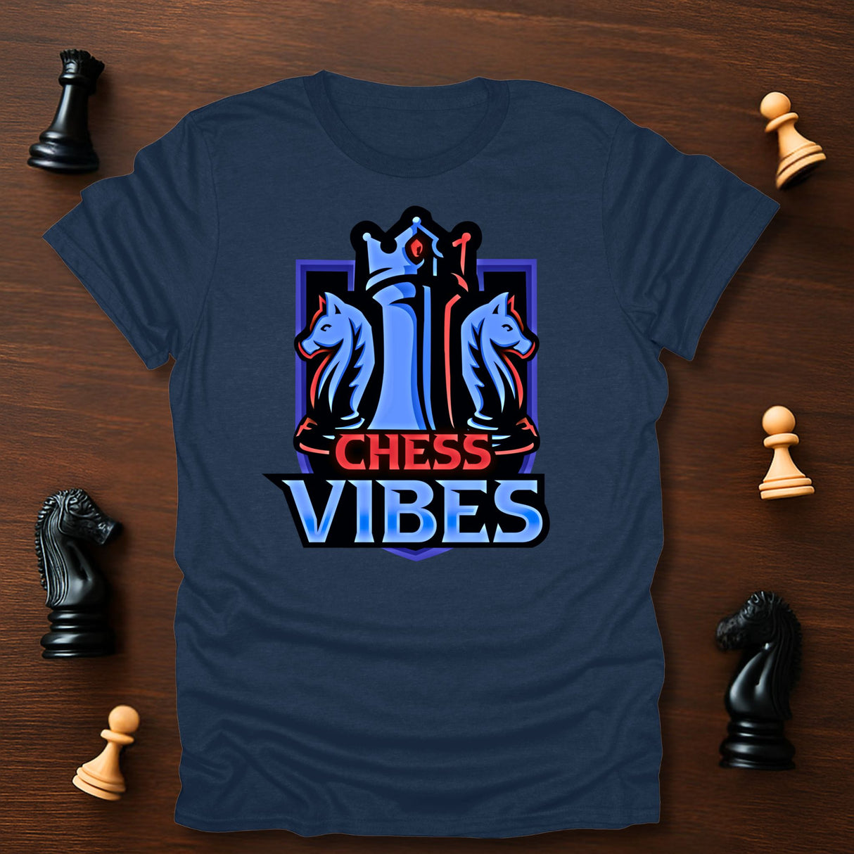 Red-Blue Chess Vibes Logo T-Shirt