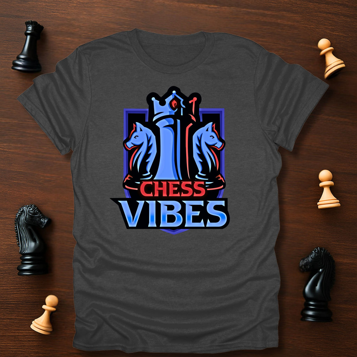 Red-Blue Chess Vibes Logo T-Shirt