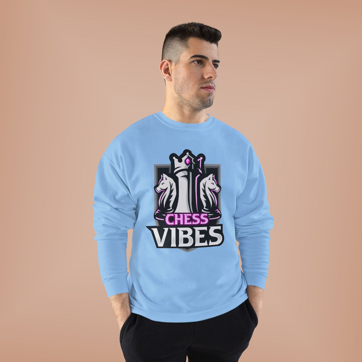 Pink Chess Vibes Logo Crewneck Sweatshirt