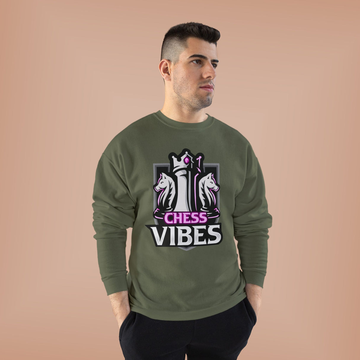 Pink Chess Vibes Logo Crewneck Sweatshirt