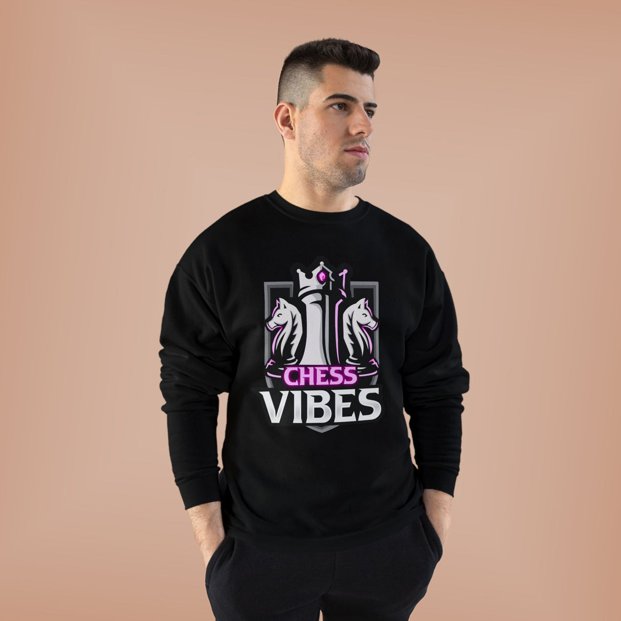 Pink Chess Vibes Logo Crewneck Sweatshirt